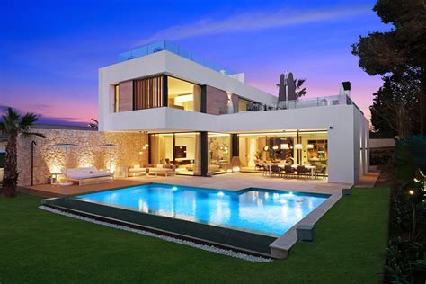 contemporary house with pool